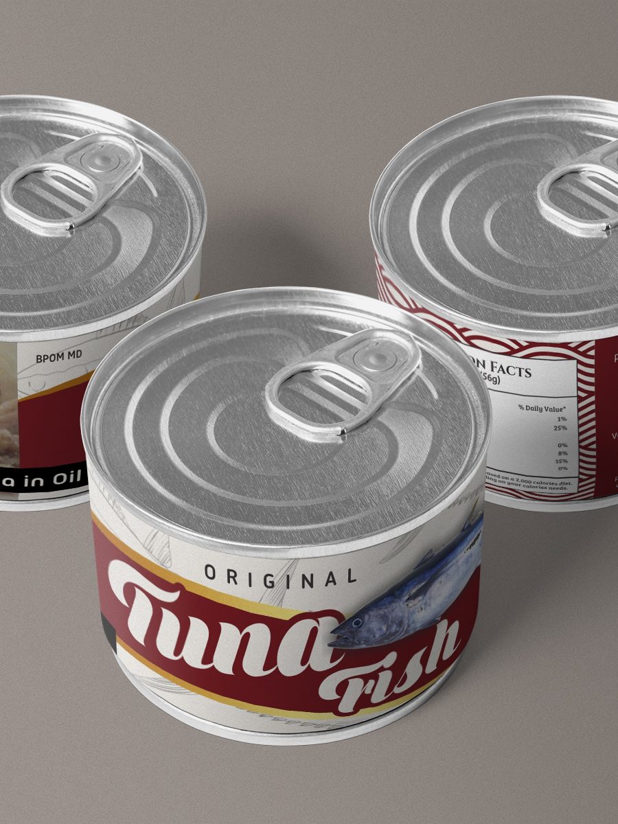 Desain Kemasan Kaleng Tuna Al Baik